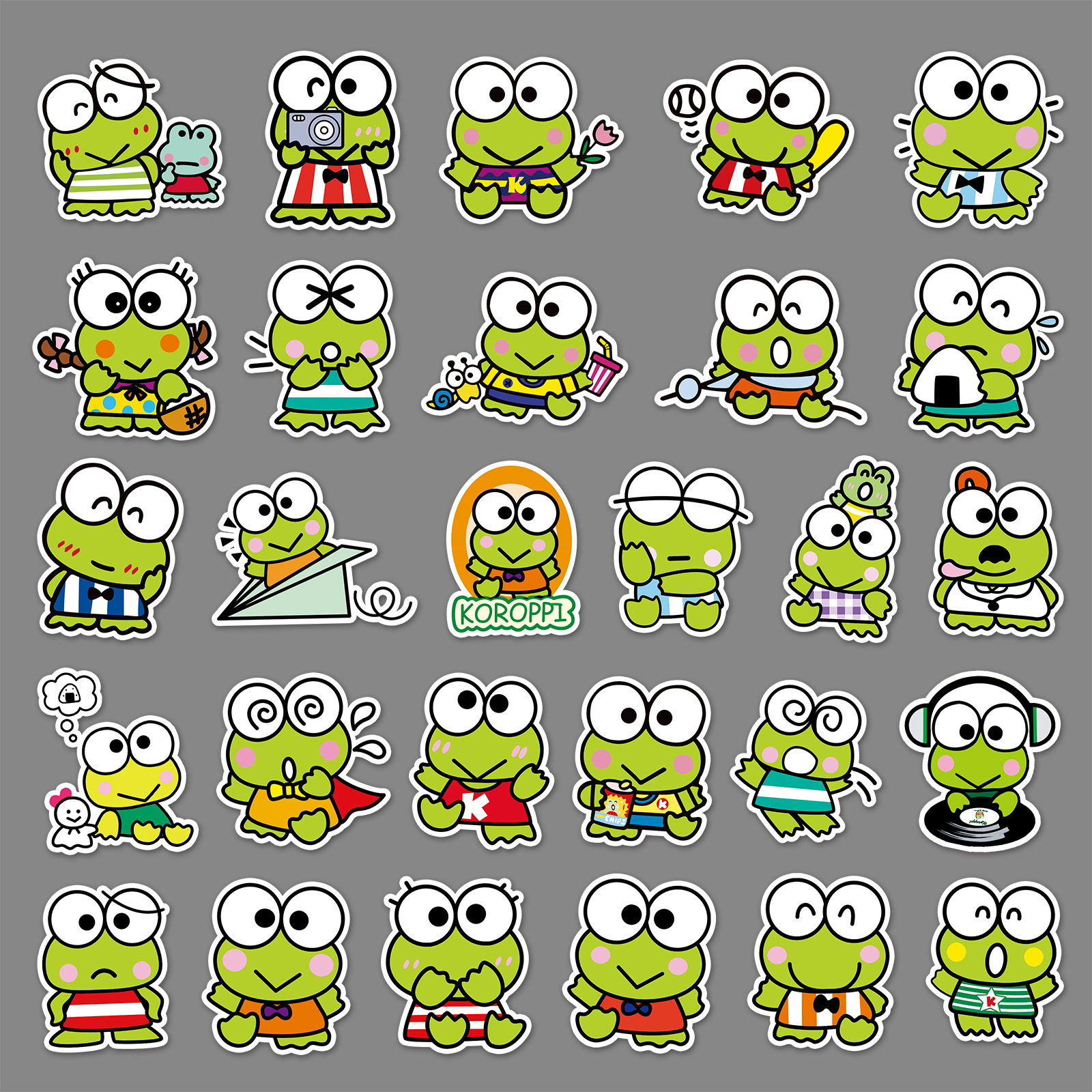 53张大眼蛙可洛比卡通涂鸦贴纸笔记本电脑行李箱汽车滑板装饰贴纸