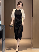 法式赫本风质感高级感长裙高端气质显瘦端庄大气黑色连衣裙子女夏