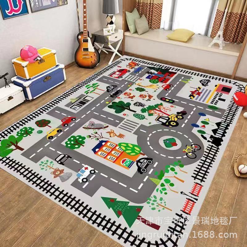 Children's Crawling Carpet City Traffic Scene Map Toy Blankets Road Track Parking Lot Floor Mat One Piece Dropshipping