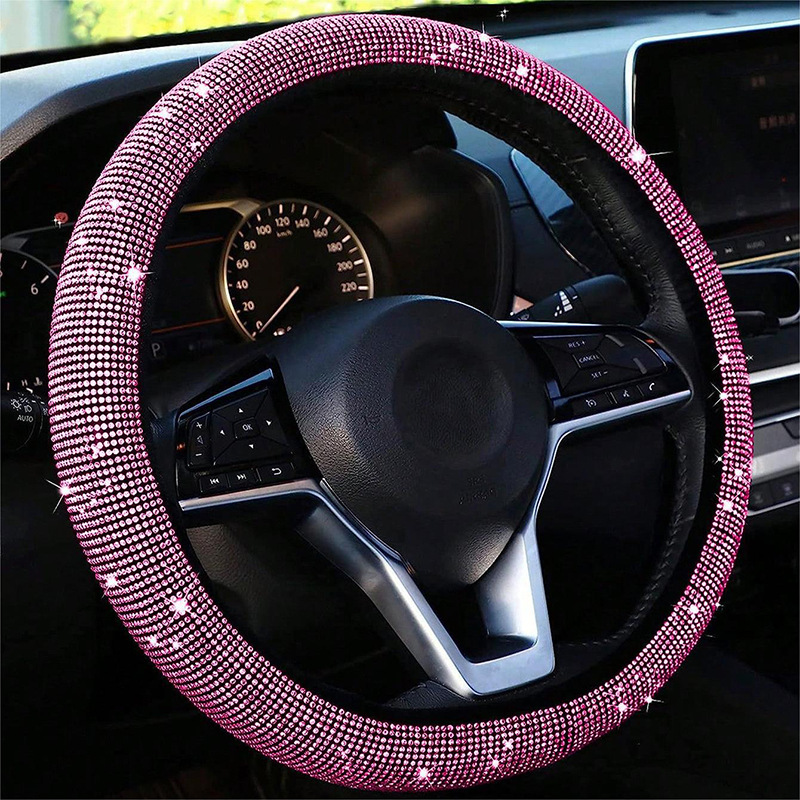 Car Steering Wheel Cover Diamond-Embedded Elastic Non-Inner Ring Four Seasons Universal Full Diamond Hot Drilling Cross-Border Hot Steering Wheel Cover Wholesale