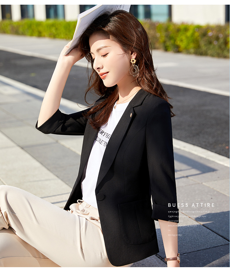 七分袖西装外套女薄款春夏2021新款韩版小个子短款修身气质小西服