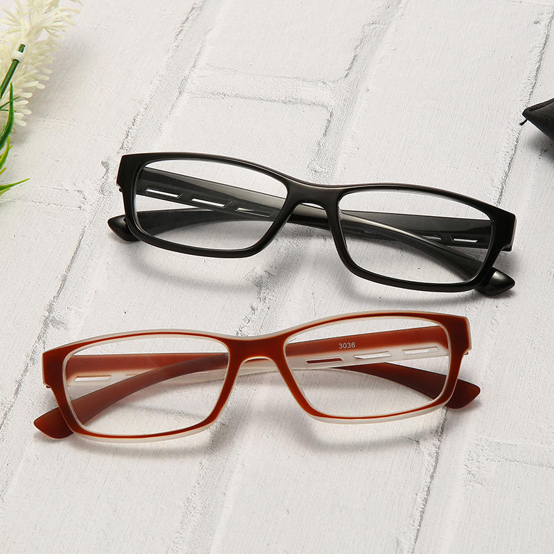 厂家供货3036新款轻老花镜双色全框架眼镜 中老年男女高清老花镜