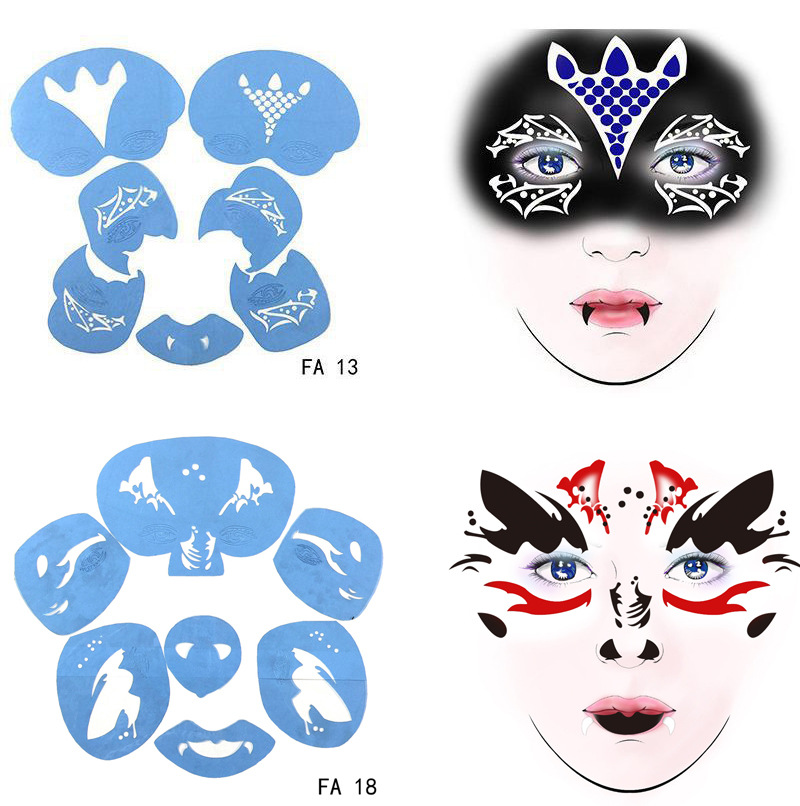 厂家直销人体彩绘脸部模板 万圣节化妆模板 角色扮演模板出口批发