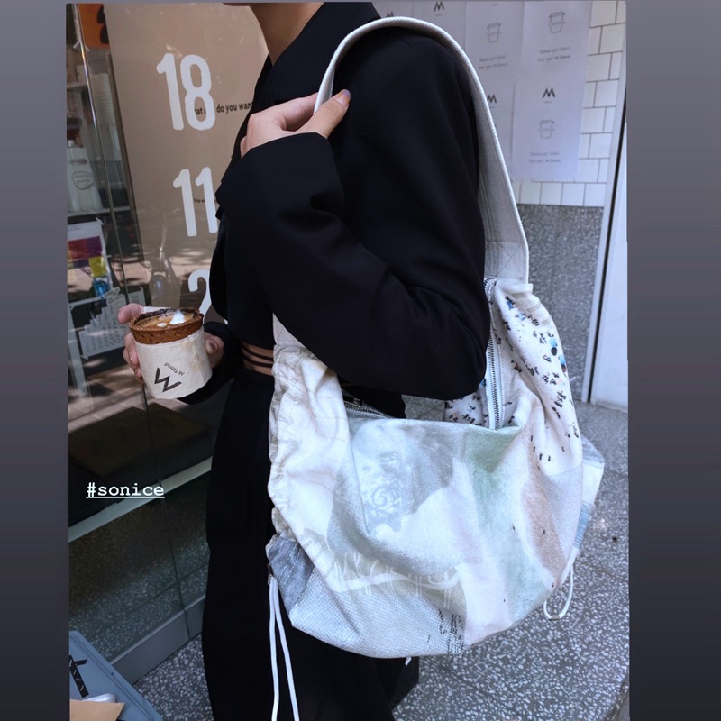 帆布水桶包2022新款秋冬大容量包包复古单肩斜挎包潮2021新款kangol