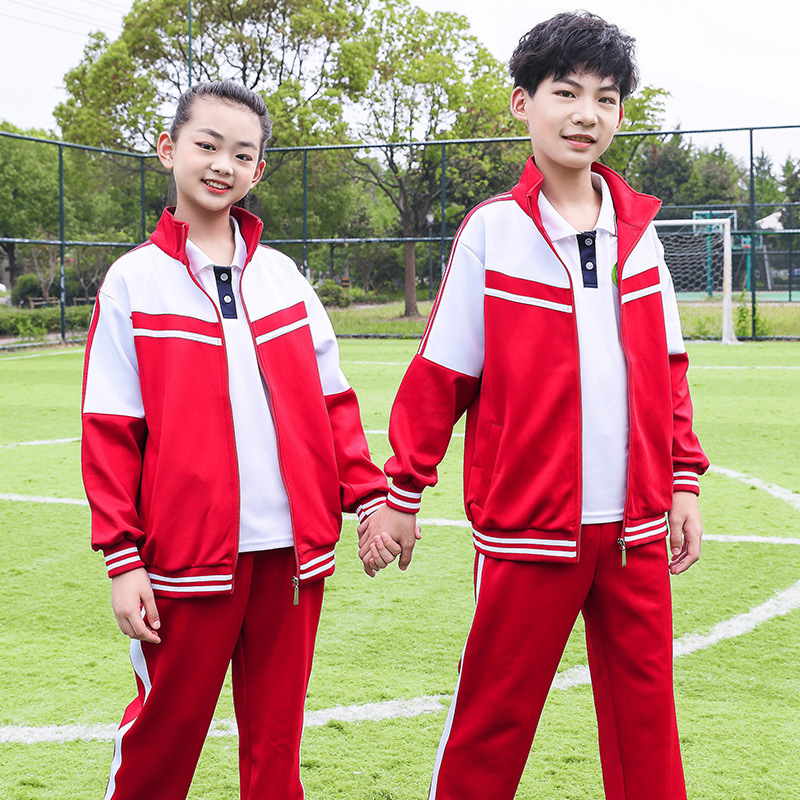 中小学生红色校服套装春秋款幼儿园园服毕业班服学院风秋季运动服