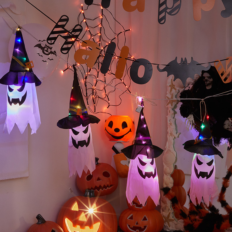 万圣节装饰灯节日搞怪氛围场景布置吊饰发光布艺道具帽子灯挂饰