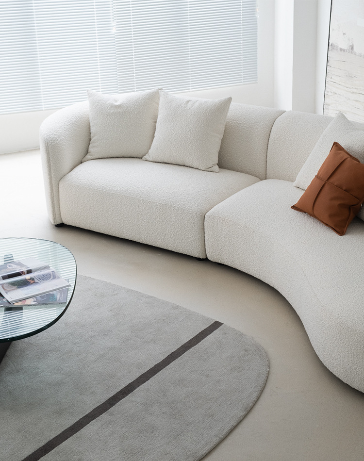 澜德弦月沙发设计师异形转角沙发弧形北欧侘寂风家具中古风四人位