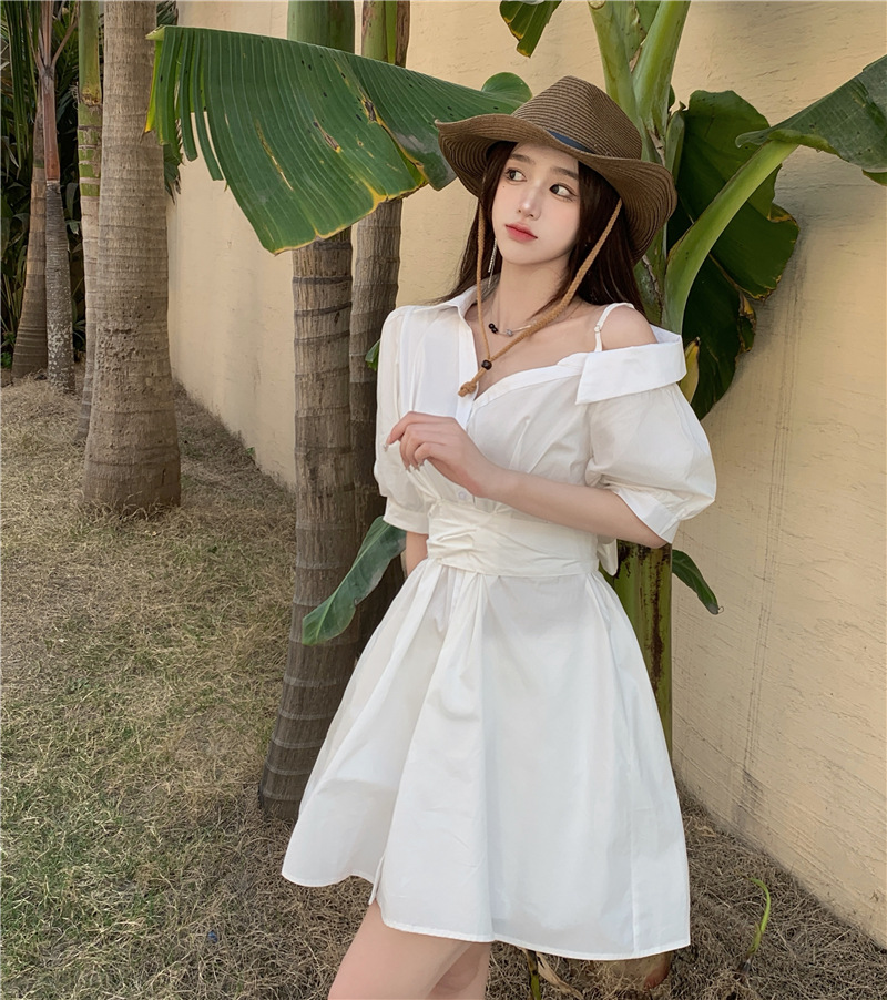 裙子2021夏季新款胖妹妹mm连衣裙宽松吊带露肩显瘦洋气大码女装中长裙