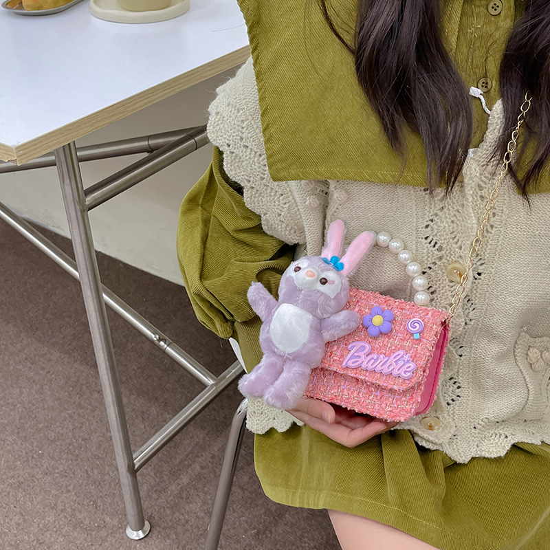 2022 New Children's Bags Cartoon Bunny Shoulder Bag Classic Style Princess Bag Pearl Hand Change Backpack