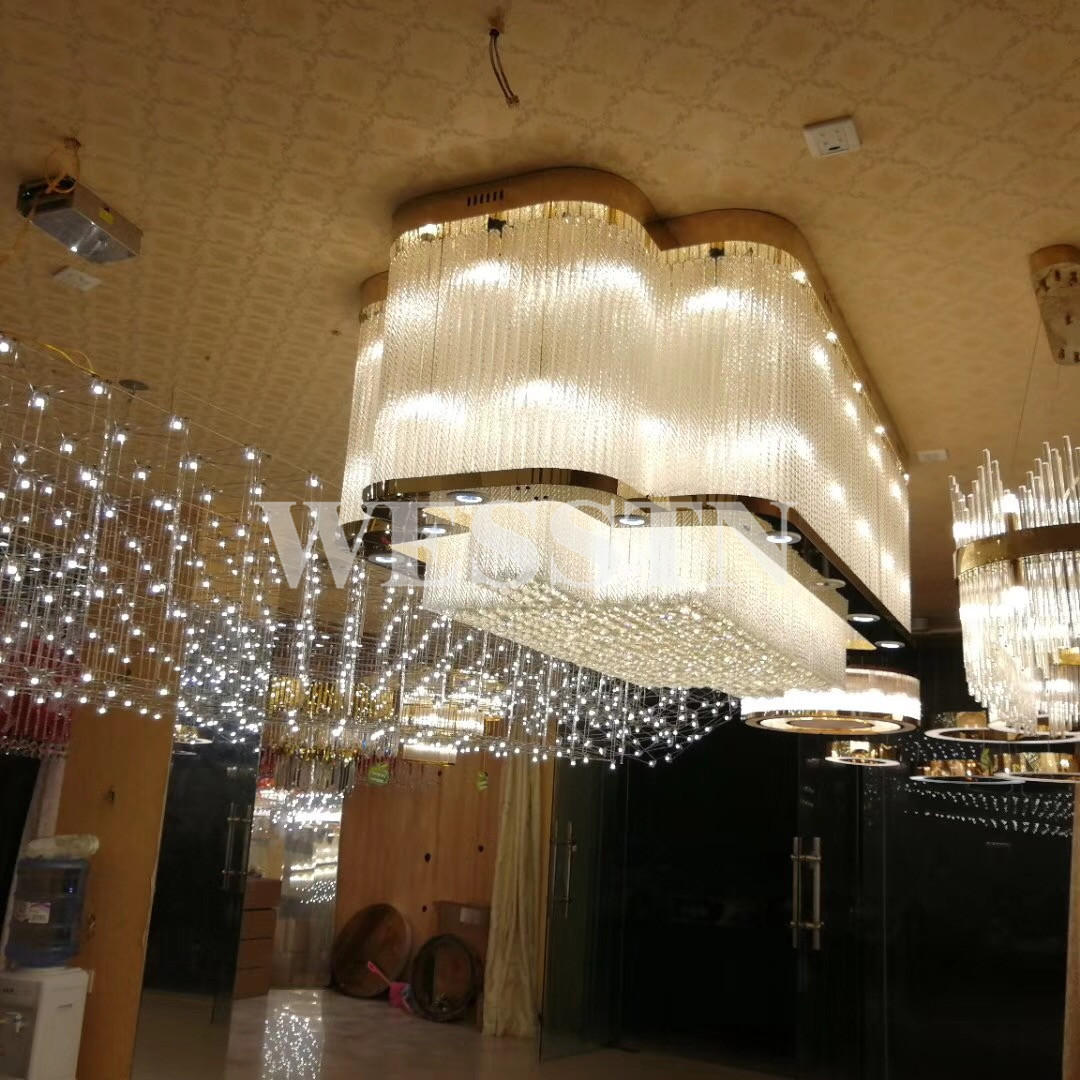 酒店吸顶灯水晶客厅灯具长方形简约现代大气大型大厅灯工程灯定制