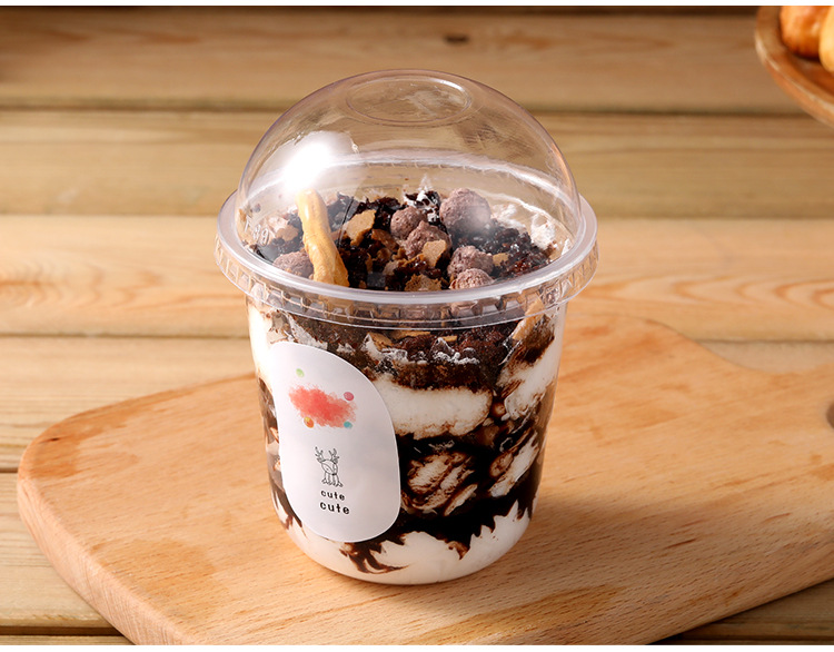 网红阿华田波波杯360ml蛋糕甜品杯子u型95口径喜茶心心啵啵杯塑料