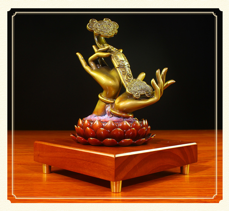 手托纯铜如意摆件招财吉祥物客厅玄关事事如意乔迁新居开业礼品大