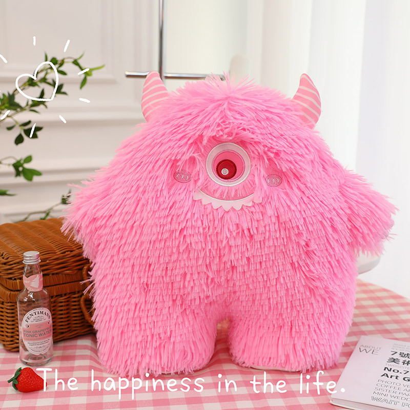 Popular Cartoon Little Monster Plush Toy Monster Doll Cartoon Big Eye Monster Long Hair Doll Pillow Crane Machines Wholesale