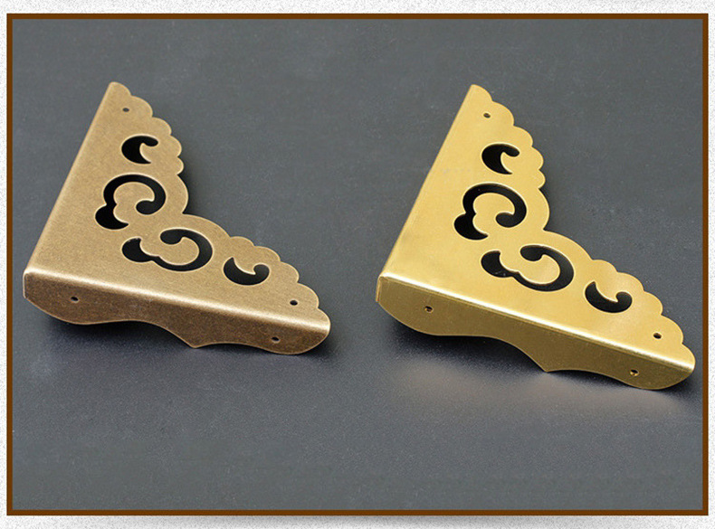 仿古纯铜单面包角角片铜护角中式家具铜配件纯铜角花箱柜如意角码