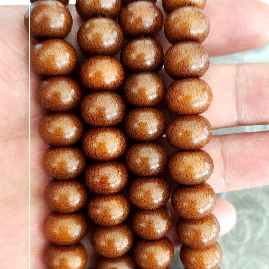 藏传开片菩提根手串108颗品做旧老腊烟色手捻持佛珠男女款桶珠跨