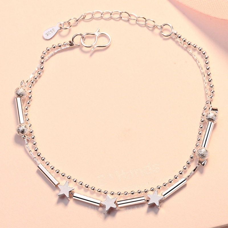 Korean Style Stall Goods Small Jewelry Fashion Wholesale Small Gifts Gift Goods Silver Plated Bracelet Ladies Simple Hot Sale