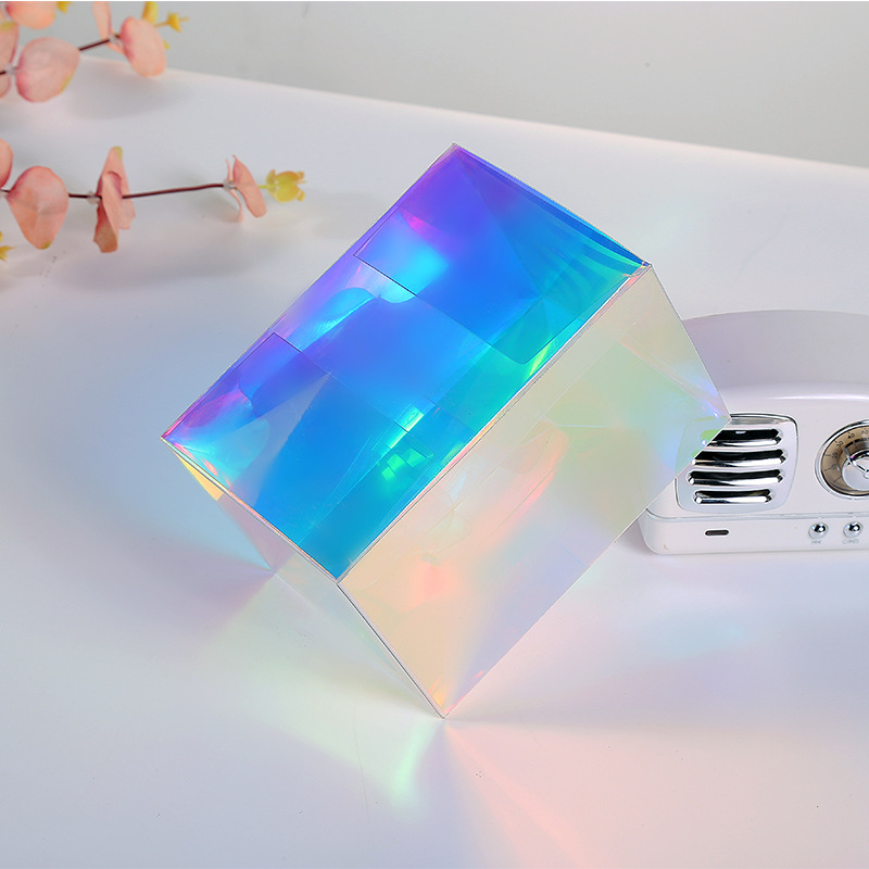 2万个厂家直供高品彩虹膜包装盒pvc胶盒双插盒多用途方形炫彩透明彩盒