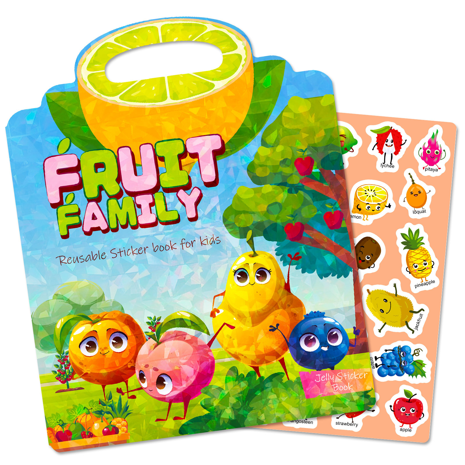 跨境儿童diy水果早教认知书专注力培养训练潜能开发果冻贴纸书
