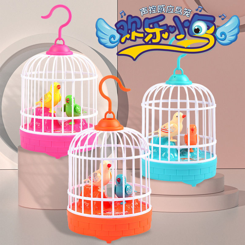 Recording Learning to Speak Bird Children's Bird Cage with Light Voice Control Tongue Learning Electric Simulation Stall Hot Sale Wholesale Toys