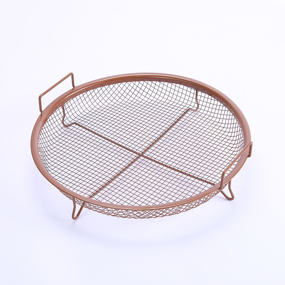 Source Factory Stainless Steel Barbecue Tray Multi-Functional Household Mesh Basket Oven Baking Tray Rectangular round Frying Basket