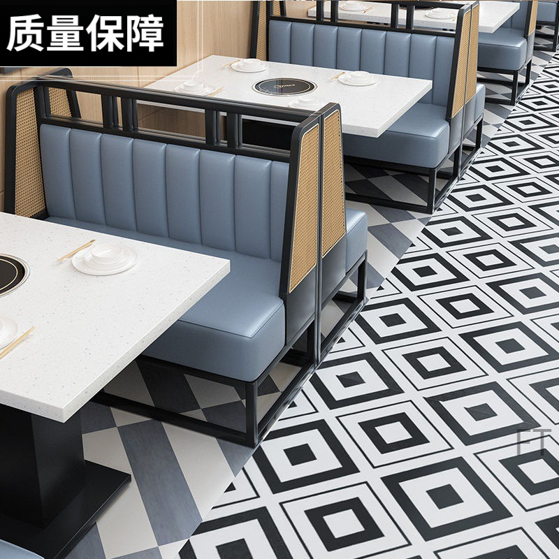 ft饭店主题西餐厅卡座沙发大理石火锅桌子电磁炉一体餐馆-阿里巴巴