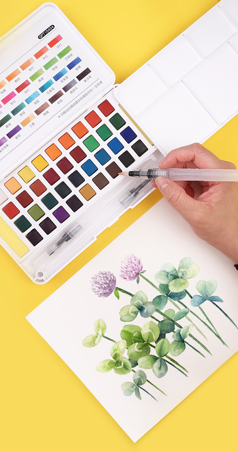 掌握10403固体水彩颜料24色美术生绘画工具画画手绘初学者可水洗