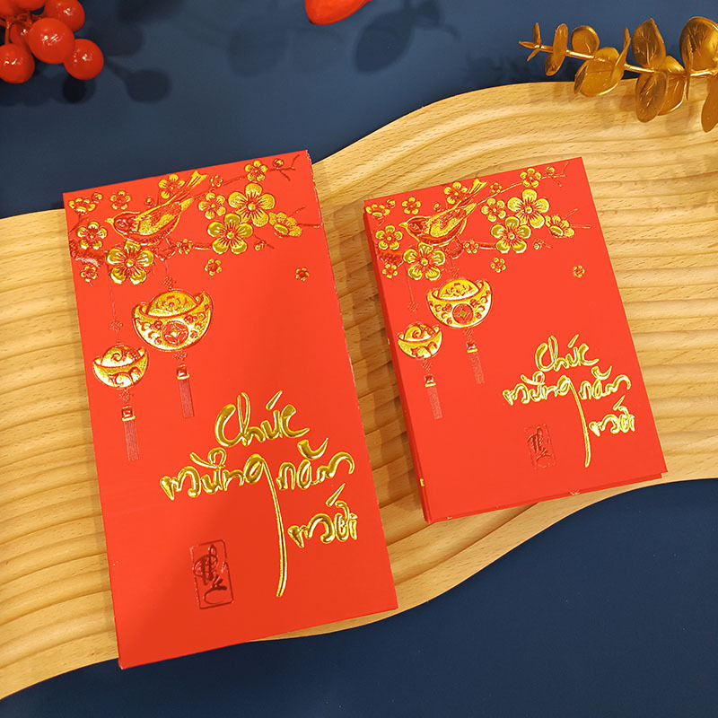 Flower Season Red Envelope Manufacturer Dragon Year Vietnamese New Year Lucky Money Envelope Traditional Lucky Plum Blossom Red Pocket for Lucky Money Wholesale