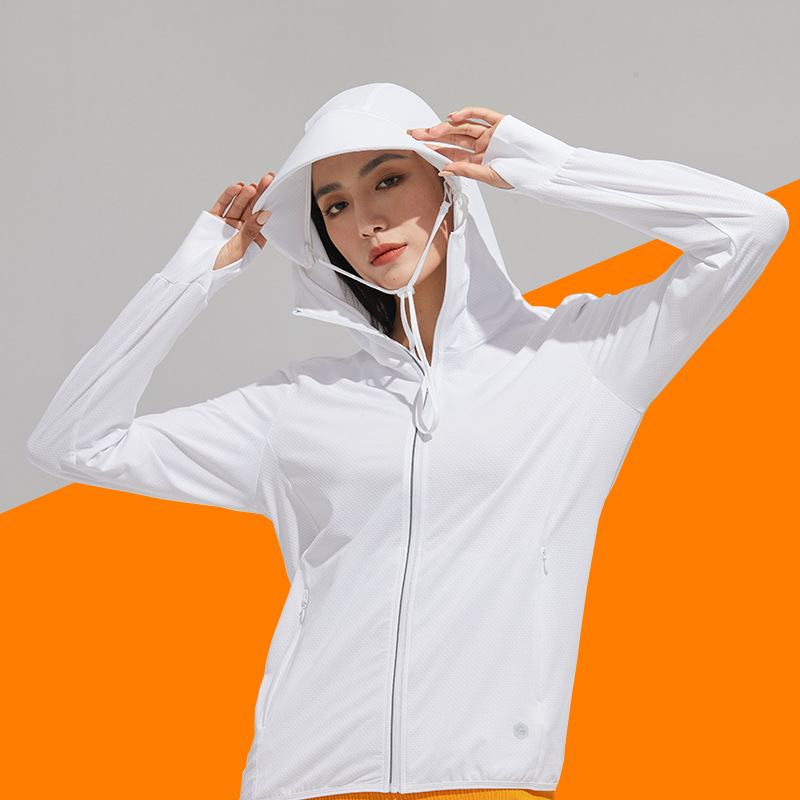 Direct Sales U Clothing Store Same Style Knitted Sun-Protective Clothing Men Face Care Big Brim Detachable Drawstring Ice Silk Sun Protection Clothing Women