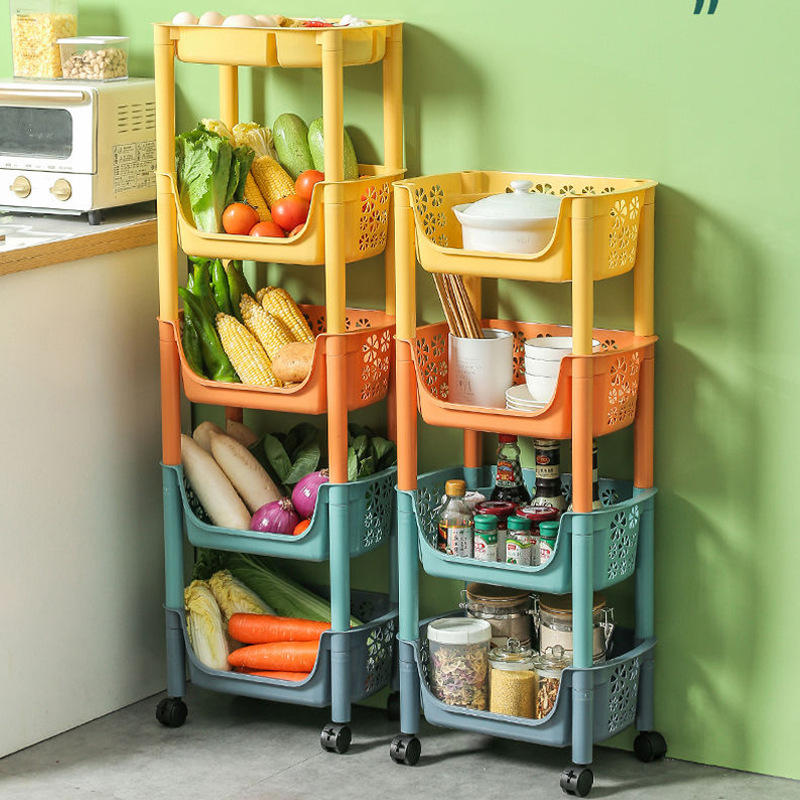 厨房置物架落地多层果蔬菜架子用品菜篮子储菜筐收纳筐家用带轮