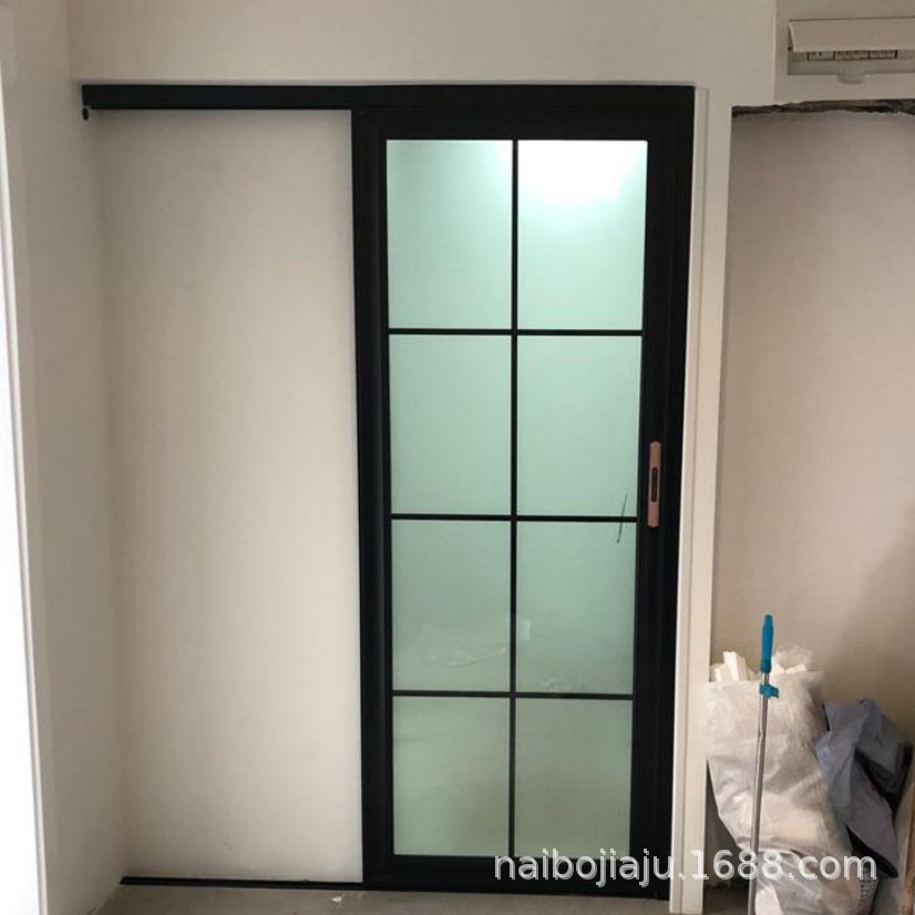 卫生间单轨推拉门厨房单轨双扇门双层钢化玻璃衣帽间吊趟门