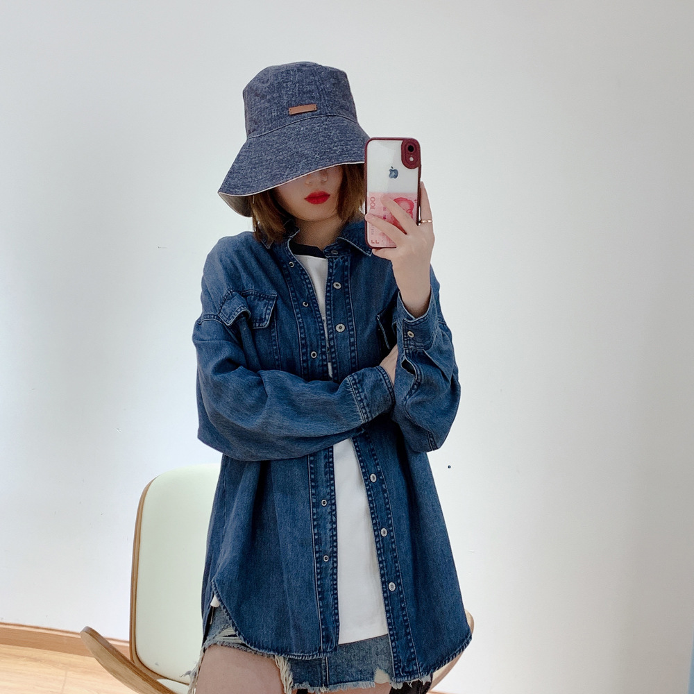 质感牛仔渔夫帽大头围显瘦显脸小百搭遮阳帽女防晒防紫外线夏季22