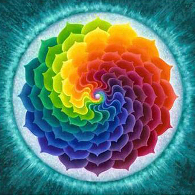 曼达拉花 抽象七彩花盘 钻石画