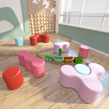 图书馆异形组合沙发幼儿园琴行早教中心百变儿童休息区软包拼图凳
