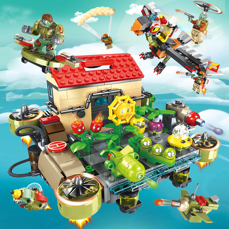 厂家直销jx90090巨象积木植物大作战儿童拼装男孩子益智拼图玩具-阿里