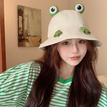 青蛙帽子女日系夏季新款可爱防晒遮阳盆帽卡通显脸小成人渔夫帽潮