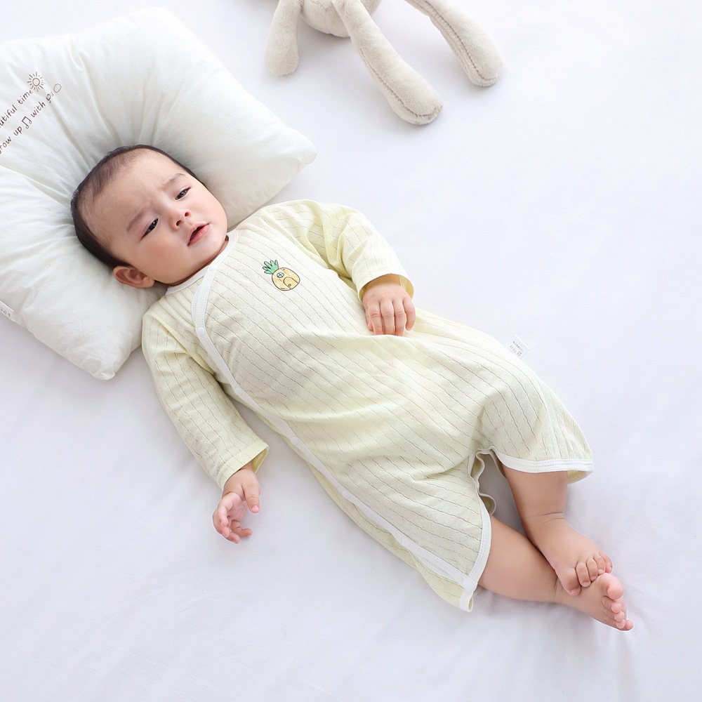 Baby Clothes Summer Baby Air-Conditioned Room Belly Protection Jumpsuit Baby Sleeping Bag Spring and Autumn Pure Cotton Newborn Thin Pajamas
