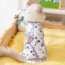 猫咪秋冬季衣服小型犬狗宠物四脚连体衣保暖居家服包肚卡通居家服