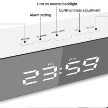 Creative Led Mirror Digital Clock Multifunctional Student Mute Little Alarm Clock Cross-Border Simple Fashion Electronic Clock