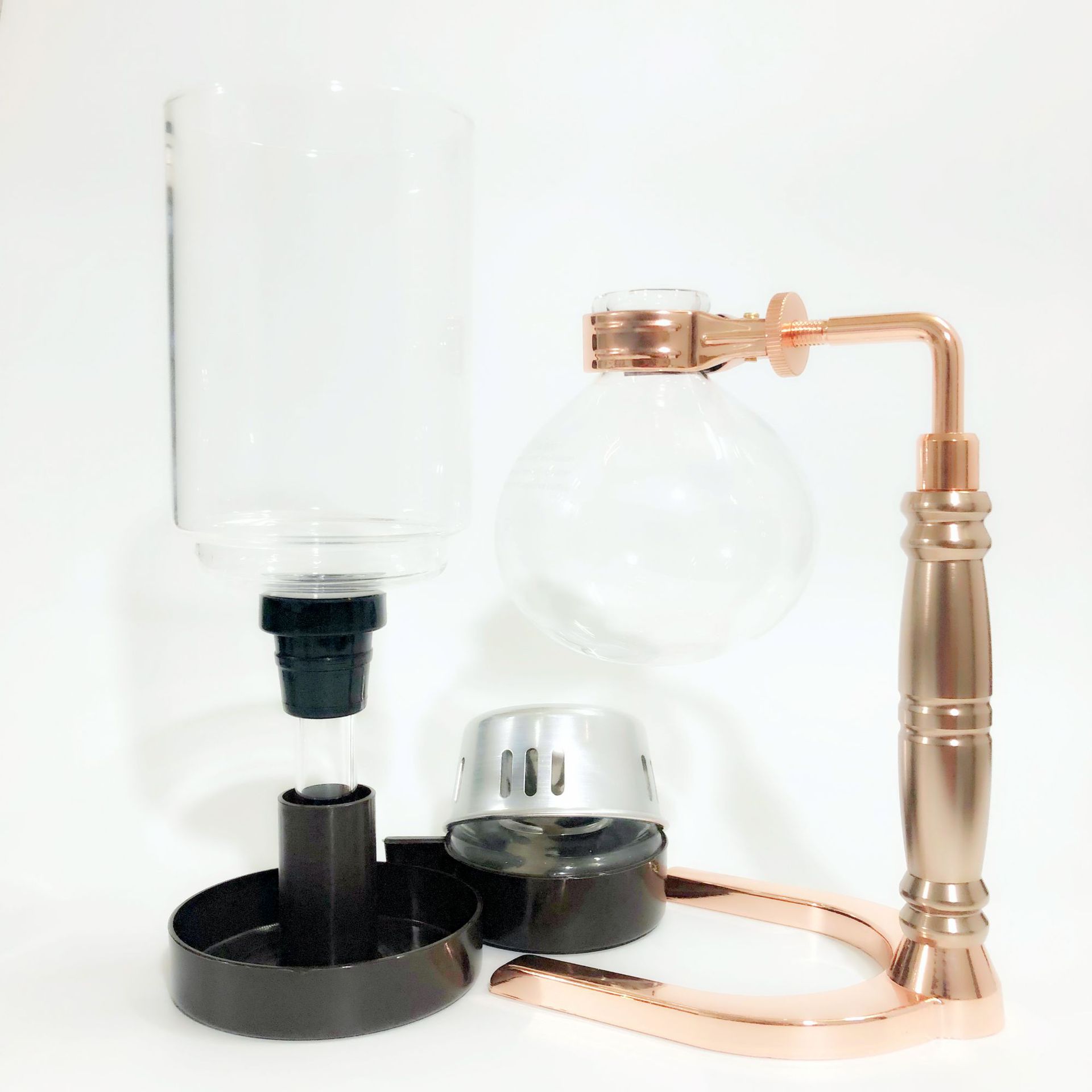 玫瑰金虹吸咖啡壶咖啡器具耐热玻璃虹吸壶手煮咖啡机手煮咖啡壶