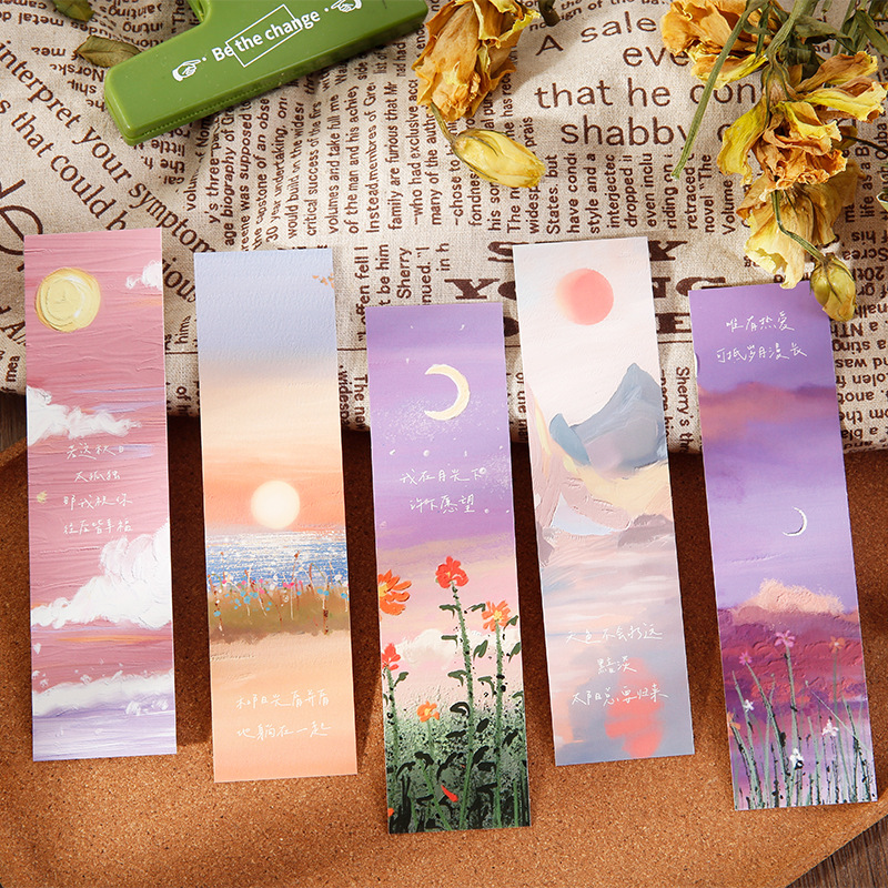 沐染书签 月光清甜系列 文艺ins油画风景手帐素材留言卡片30张入