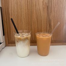 实拍 韩风ins简约纯色透明高硼硅玻璃杯咖啡杯咖啡店甜品店
