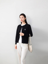 2024年秋新款兔子刺绣针织开衫女休闲纯色上衣宽松毛衣女装外套潮