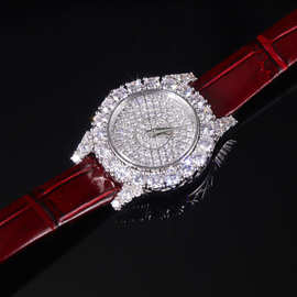 休闲时尚镶钻手表s925银锆石防水直播跨境高品质轻奢珠宝腕表新款