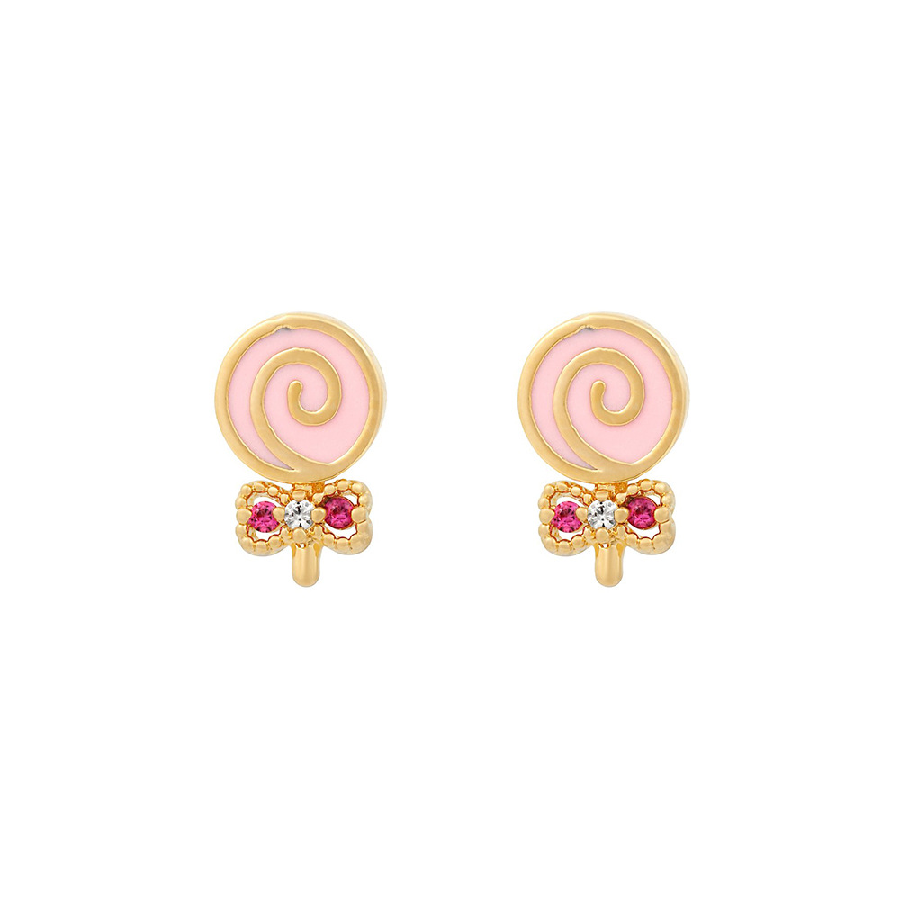 INS Hot Stud Earrings Golden Ice Cream Element Color Zirconium Ear Rings Dongdaemun New Jewelry Zircon Earrings for Women