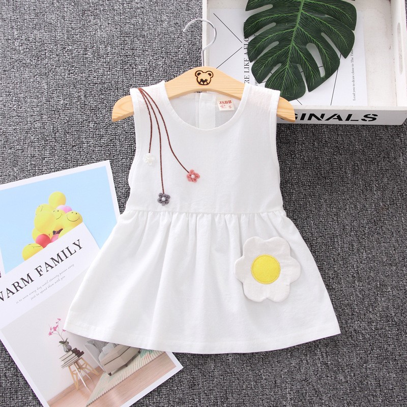 Children's Dress Summer 2020 New Infant Korean Style Girl's Sweet Fashion Sleeveless Vest Lace Dress