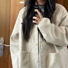 秋装女装感日系复古设计感卫衣女韩版学生夹克外套一件代发