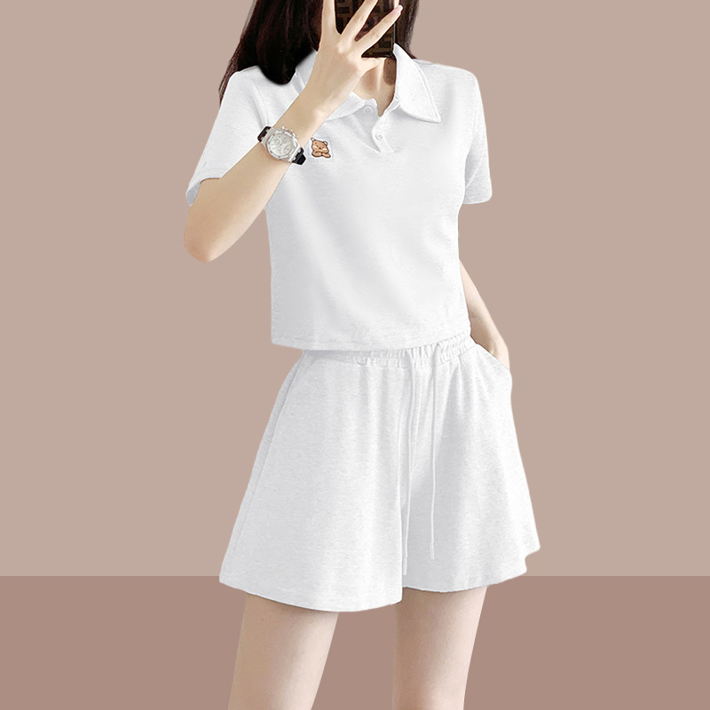 2024夏女装新款女士运动服套装休闲时尚短袖短裤两件套小个子洋气