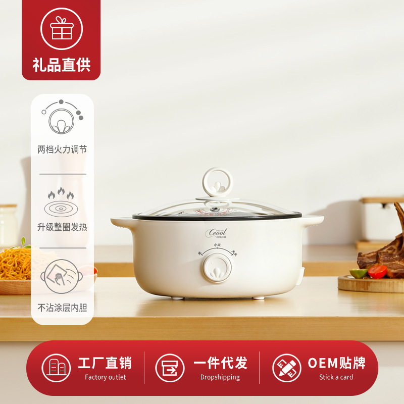 Electric Caldron Non-Stick Pan Household Multi-Functional Electric Chafing Dish Dormitory Integrated Small Electric Pot Kitchen Appliances Small Household Appliances Wholesale