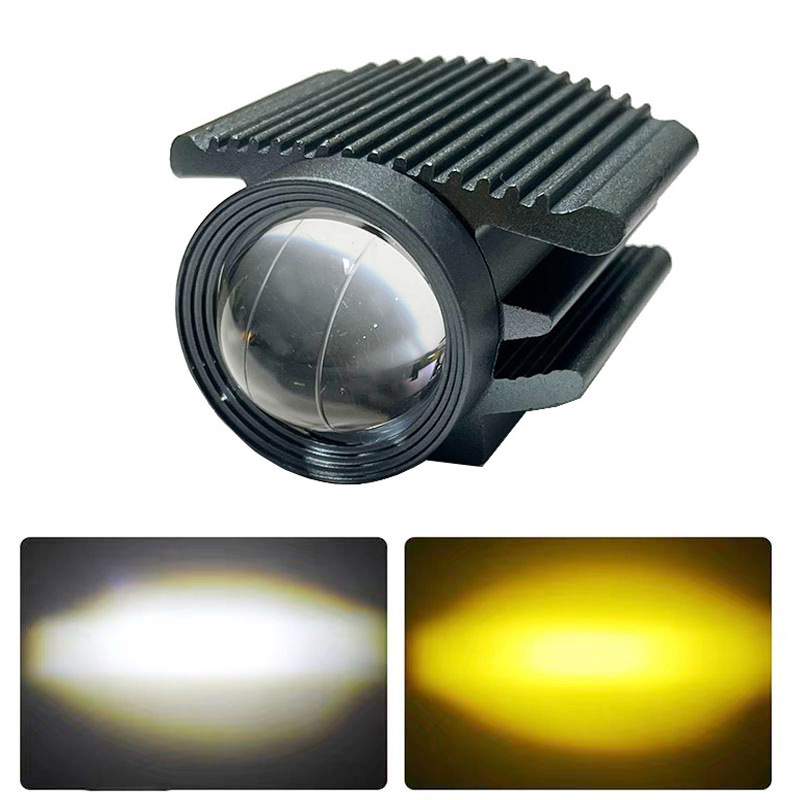 led外置高亮大灯飞机款眼镜灯辅助灯白黄远近光电动摩托车射灯