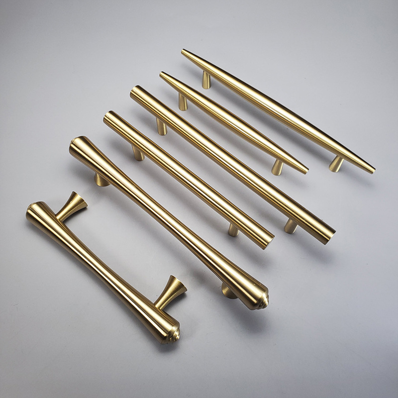 黄铜金色拉手现代简约橱柜抽屉柜门把手衣柜子单孔黄铜明装门把手